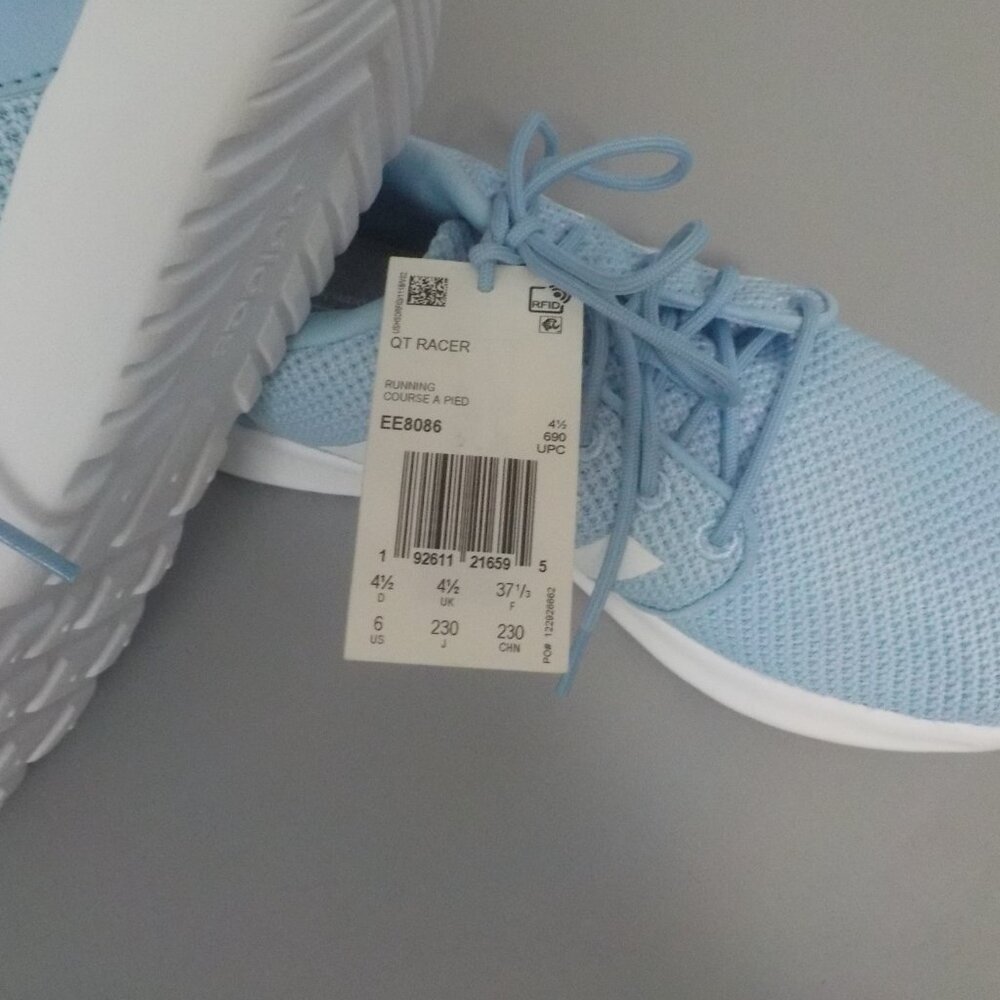 ADIDAS CLOUDFORM WOMENS SIZE 6M LIGHT BLUE AND WHITE QT RACER SNEAKERS - Picture 6 of 11